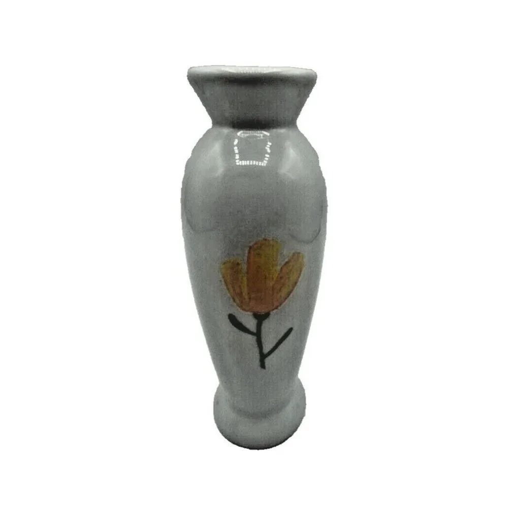 Takahashi San Francisco White Yellow Floral 7 1/2” Bud Vase Made Japan Cottage